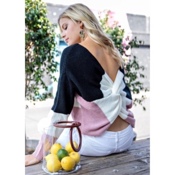 Sweaters - Mauve & Black Colorblock Sweater